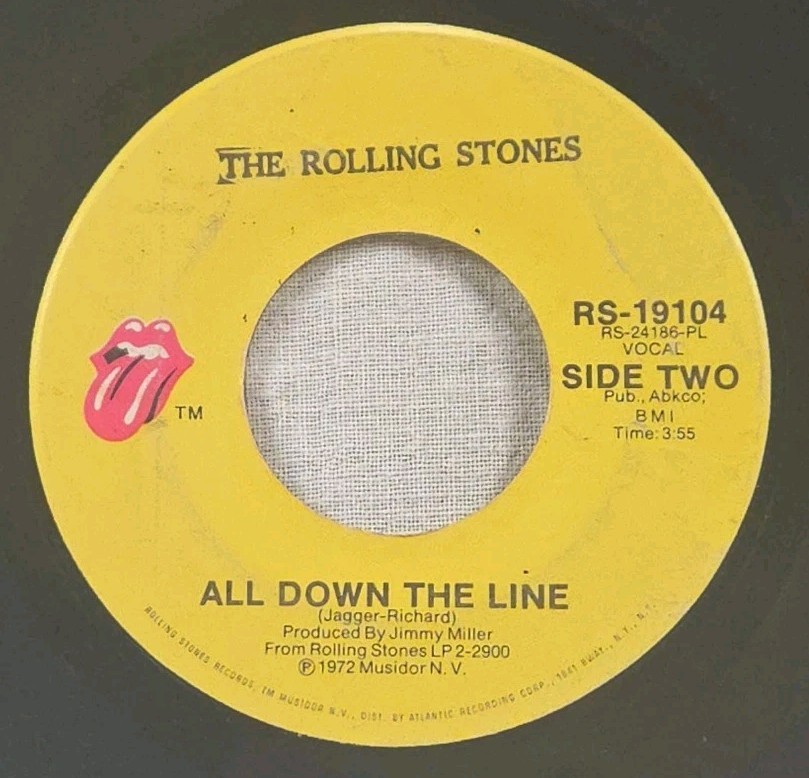 ROLLING STONES – “HAPPY”/”ALL DOWN THE LINE” – 1972 – 45RPM VINYL