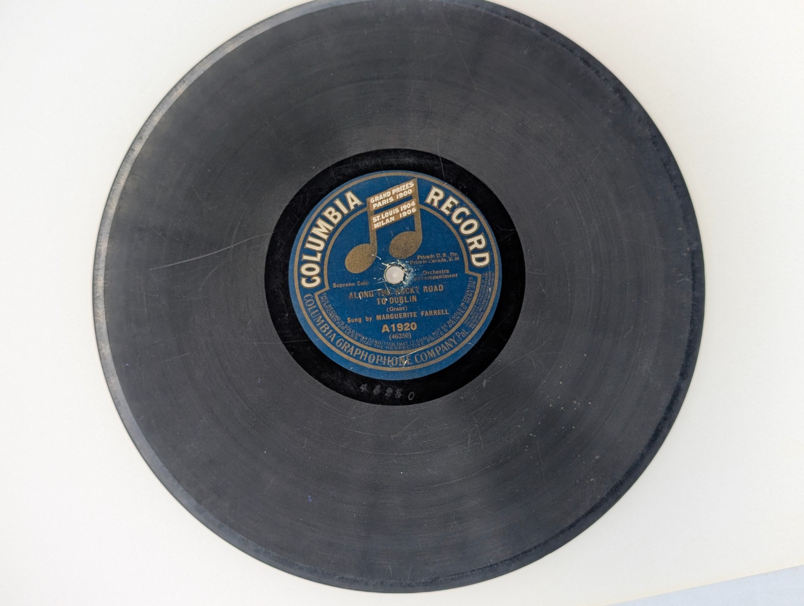 1910s Marguerite Farrell Columbia 78 RPM Son of Irishman / Rocky Road Irish Pop