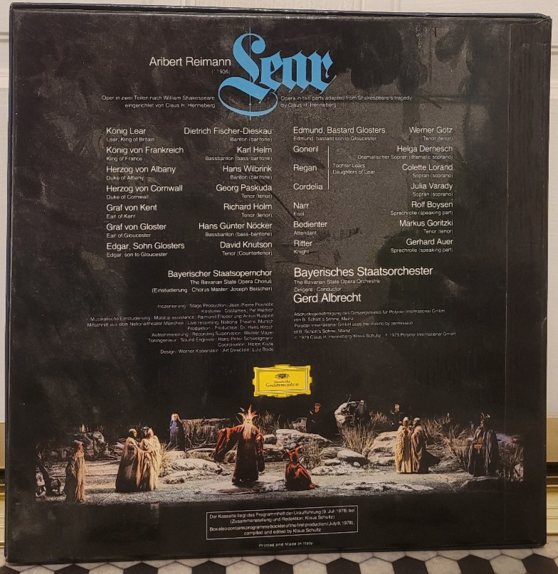 Aribert Reimann – Lear 3xLP BOX SET Deutsche Grammophon 2709 089 VERY NICE!