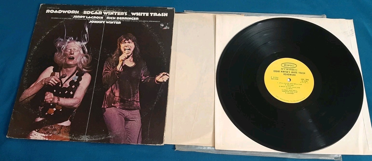 Edgar Winter’s White Trash 2 LP set Roadwork Epic KEG 31249 vg+-ex