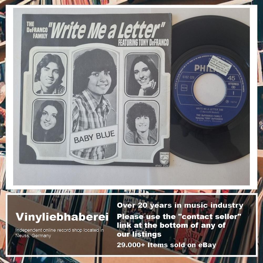 The Defranco Family Featuring Tony Defranco – Write Me a Letter 7” Vinyl
