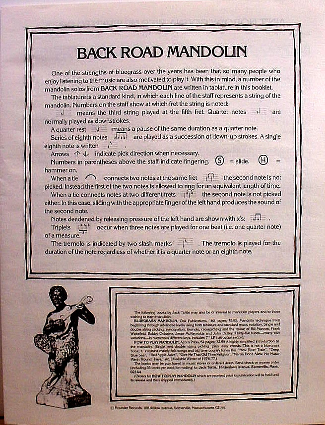 JACK TOTTLE – Back Road Mandolin – ’76 Rounder NM bluegrass LP + tabs booklet