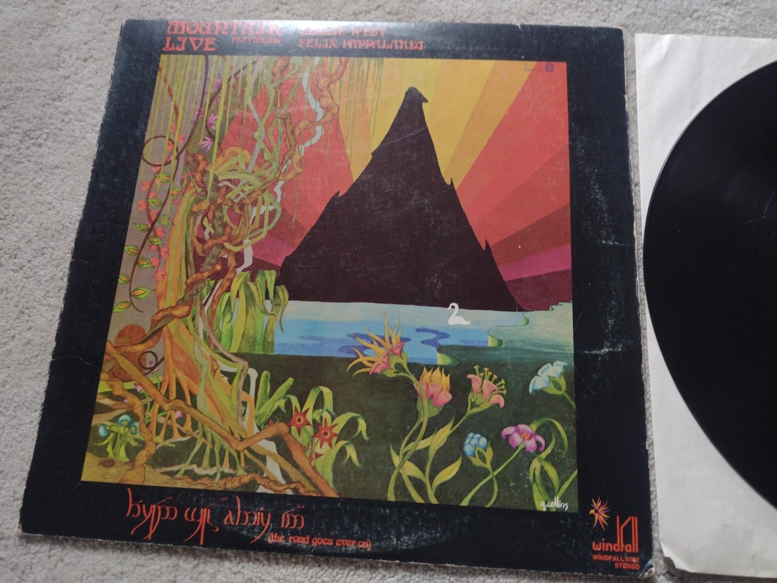 MOUNTAIN lp LIVE THE ROAD GOES EVER ON Leslie West 1972 WINDFALL 5502 Bell VG