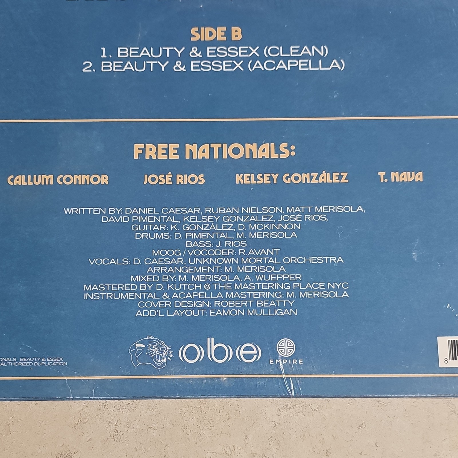 Free Nationals Beauty & Essex obe RSD Exclusive Vinyl Single