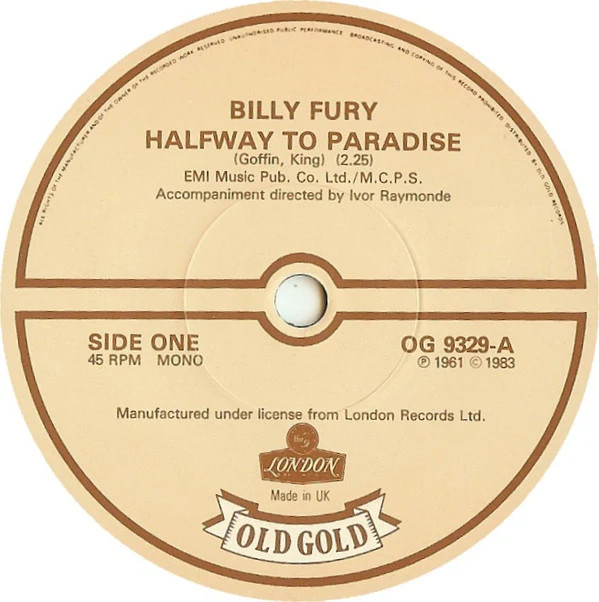 Billy Fury – Halfway To Paradise / Last Night Was Made For Love