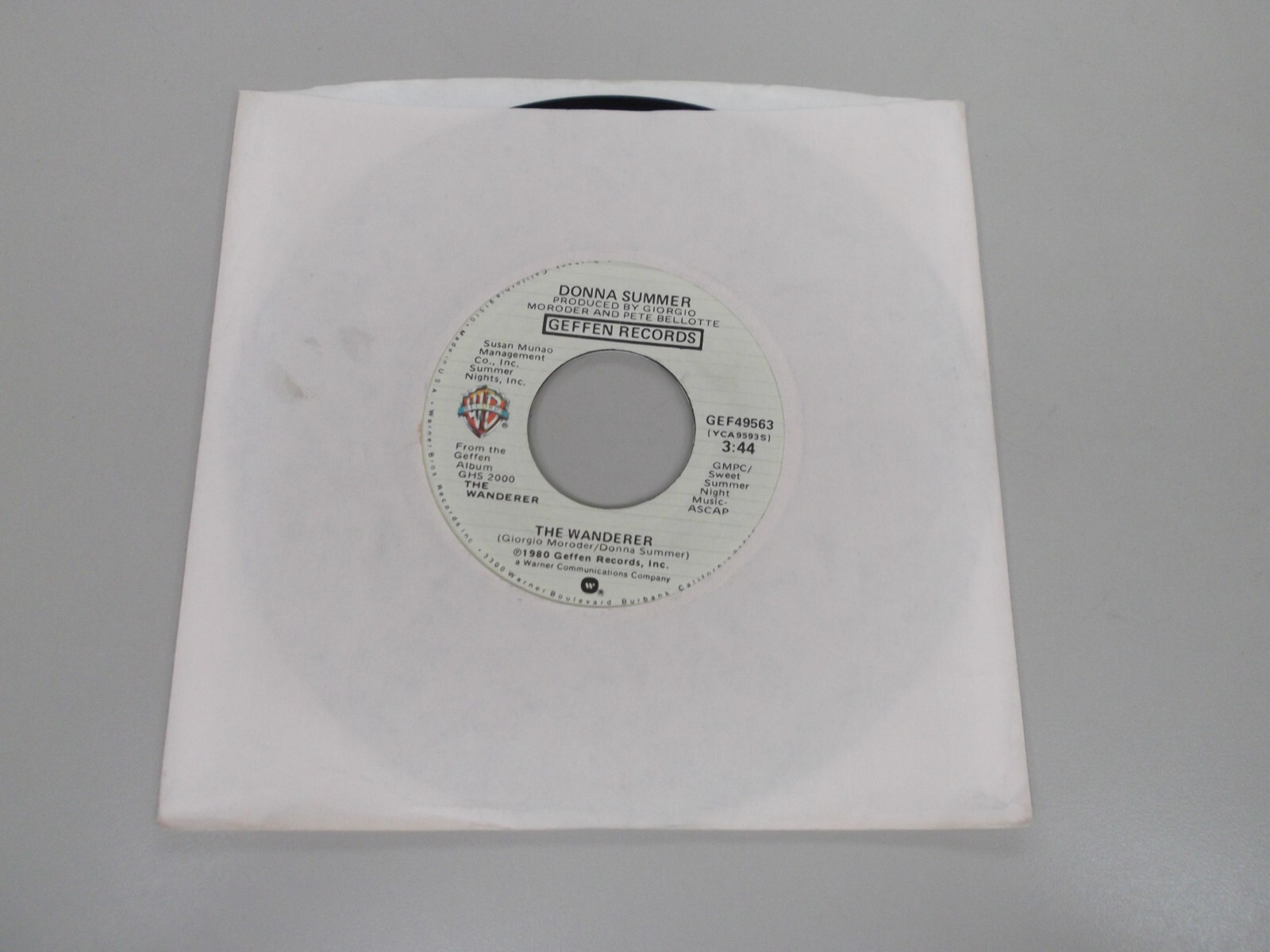 Donna Summer – The Wanderer / Stop Me – Geffen Records GEF49563 – EX