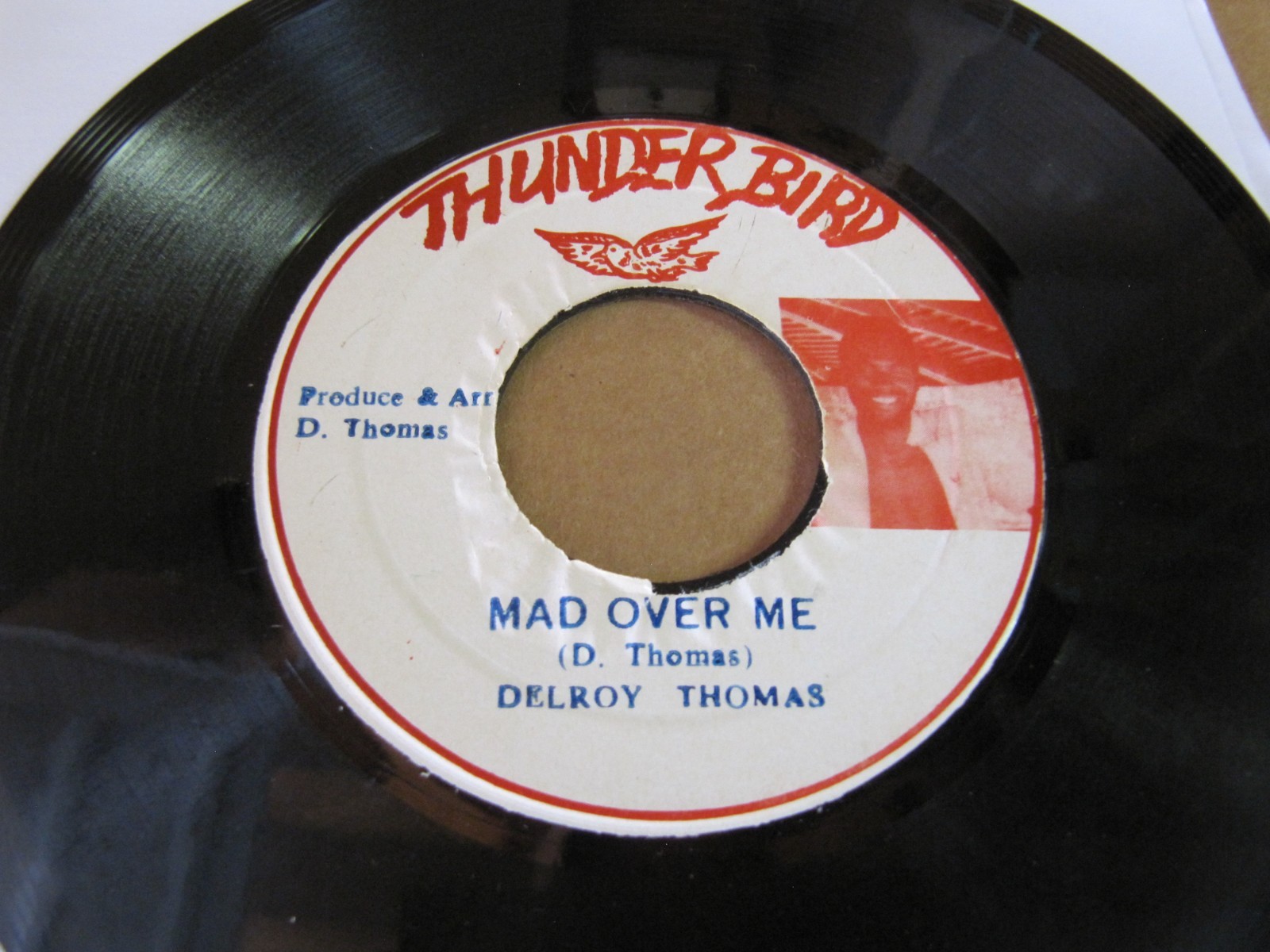 Delroy Thomas – Mad Over Me / Version 7″ Thunder Bird Roots Reggae vinyl 45