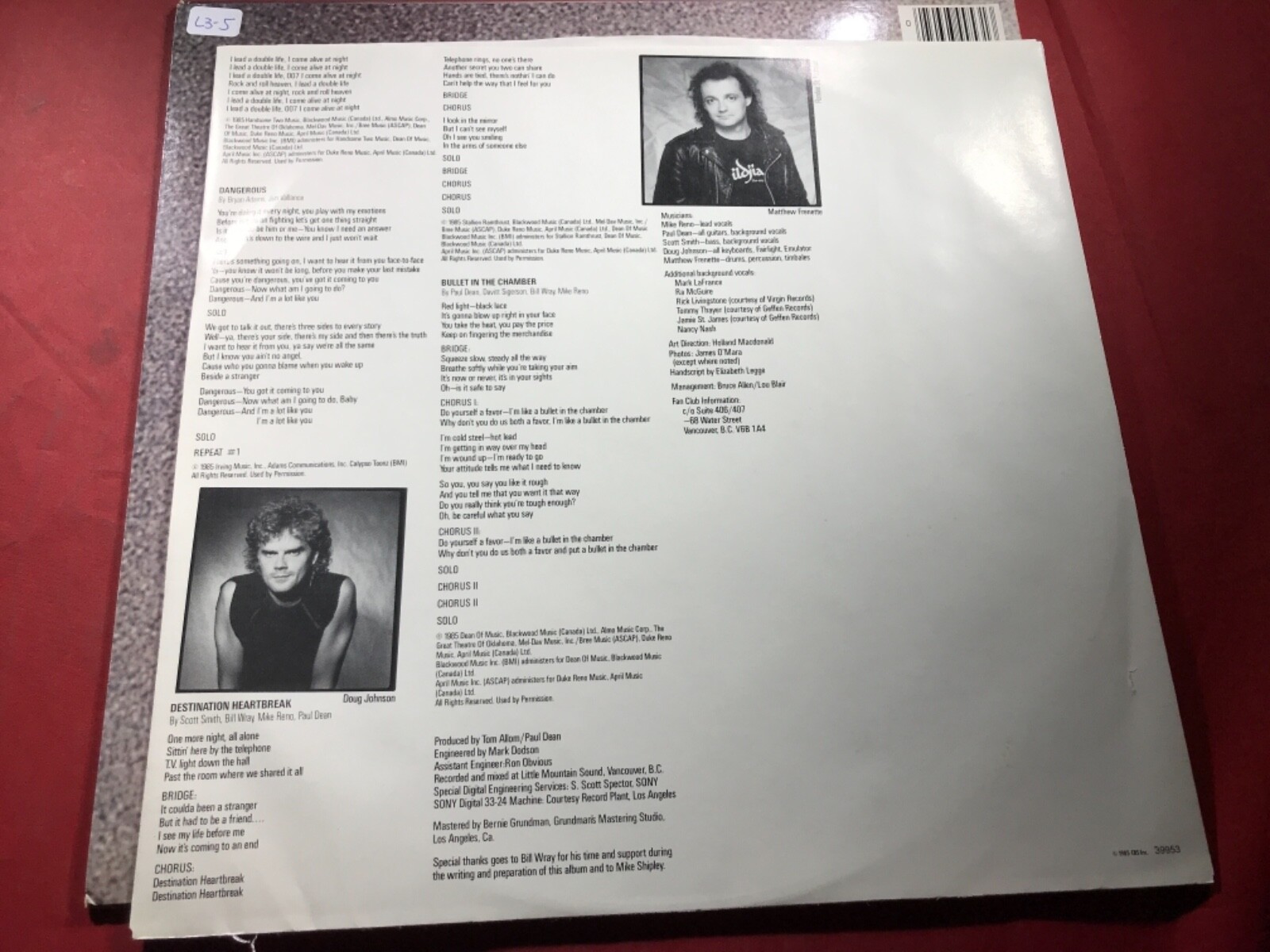 L3-5 LOVERBOY Lovin’ Every Minute Of It … 1985 … FC 39953 – RECORD – ROCK