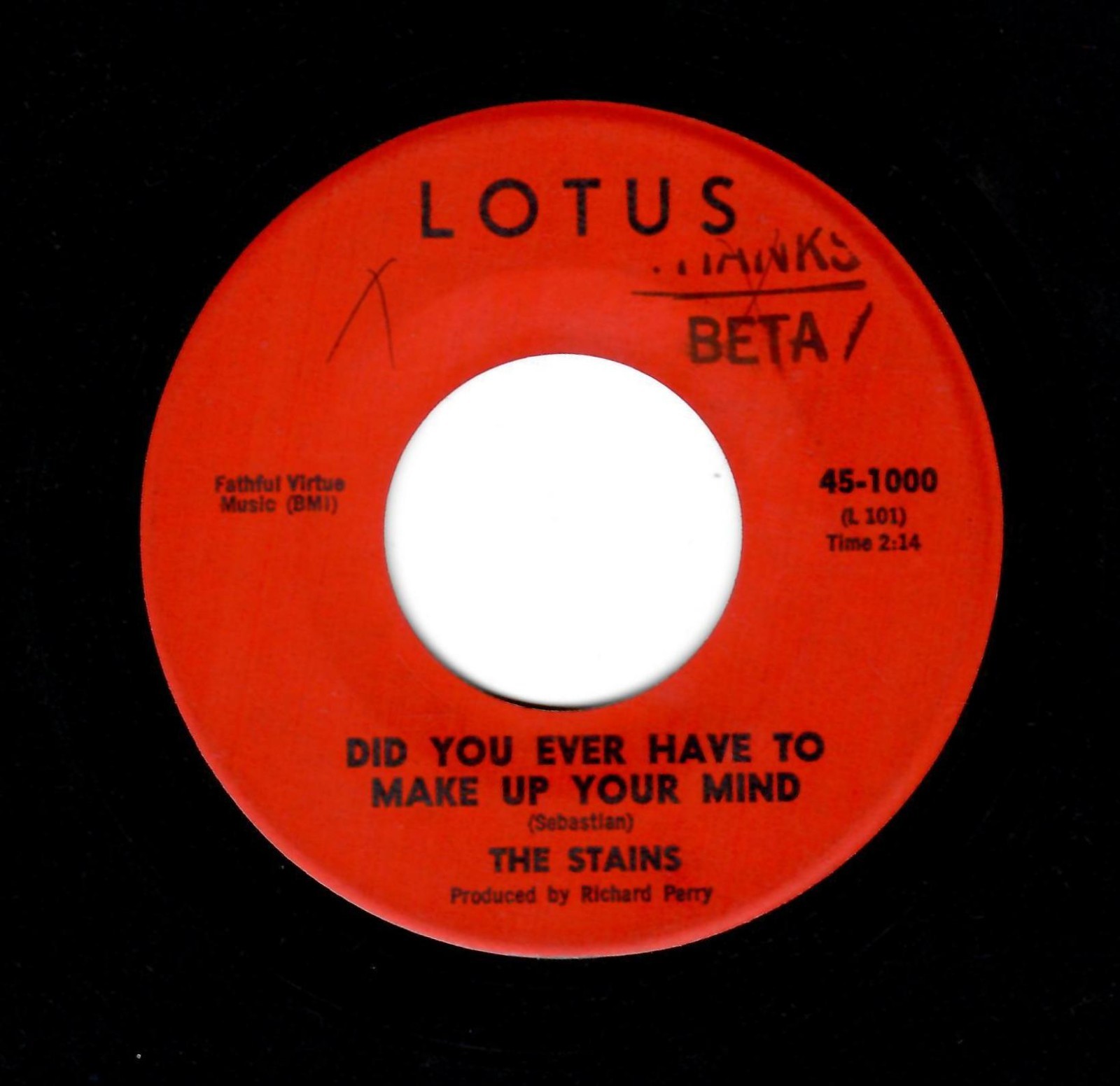 GARAGE-STAINS-DID YOU EVER HAVE TO MAKE UP YOUR MIND/NOW AND THEN-LOTUS 1000