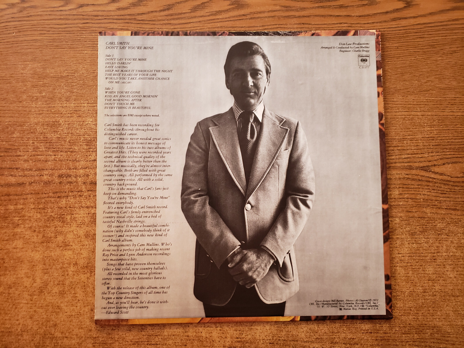 1972 EXCELLENT Carl Smith ?– Don’t Say You’re Mine 31277 LP33