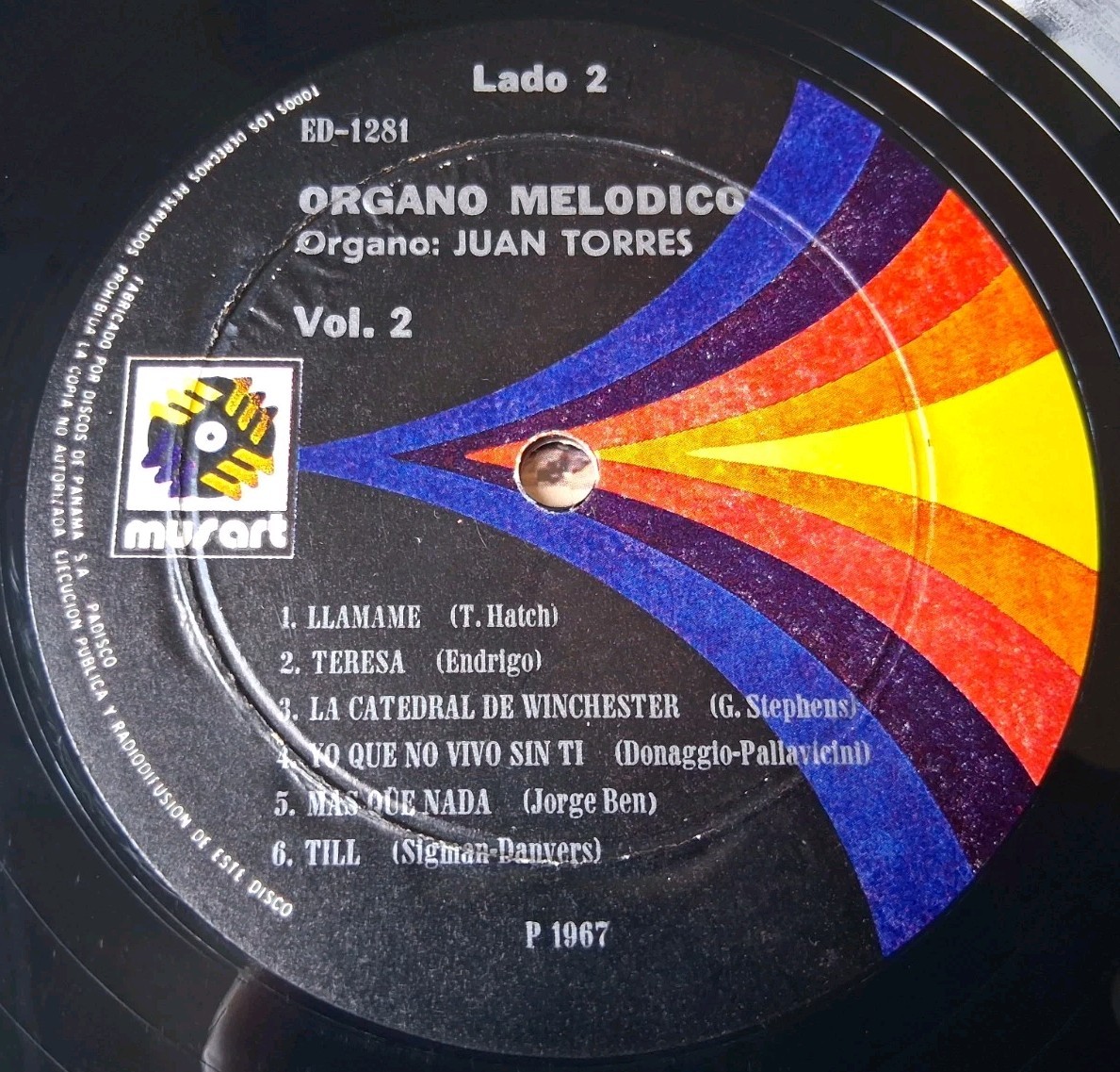 Juan Torres – Organo Melodico Vol. 2 Vinyl LP – Musart – Plays Great!