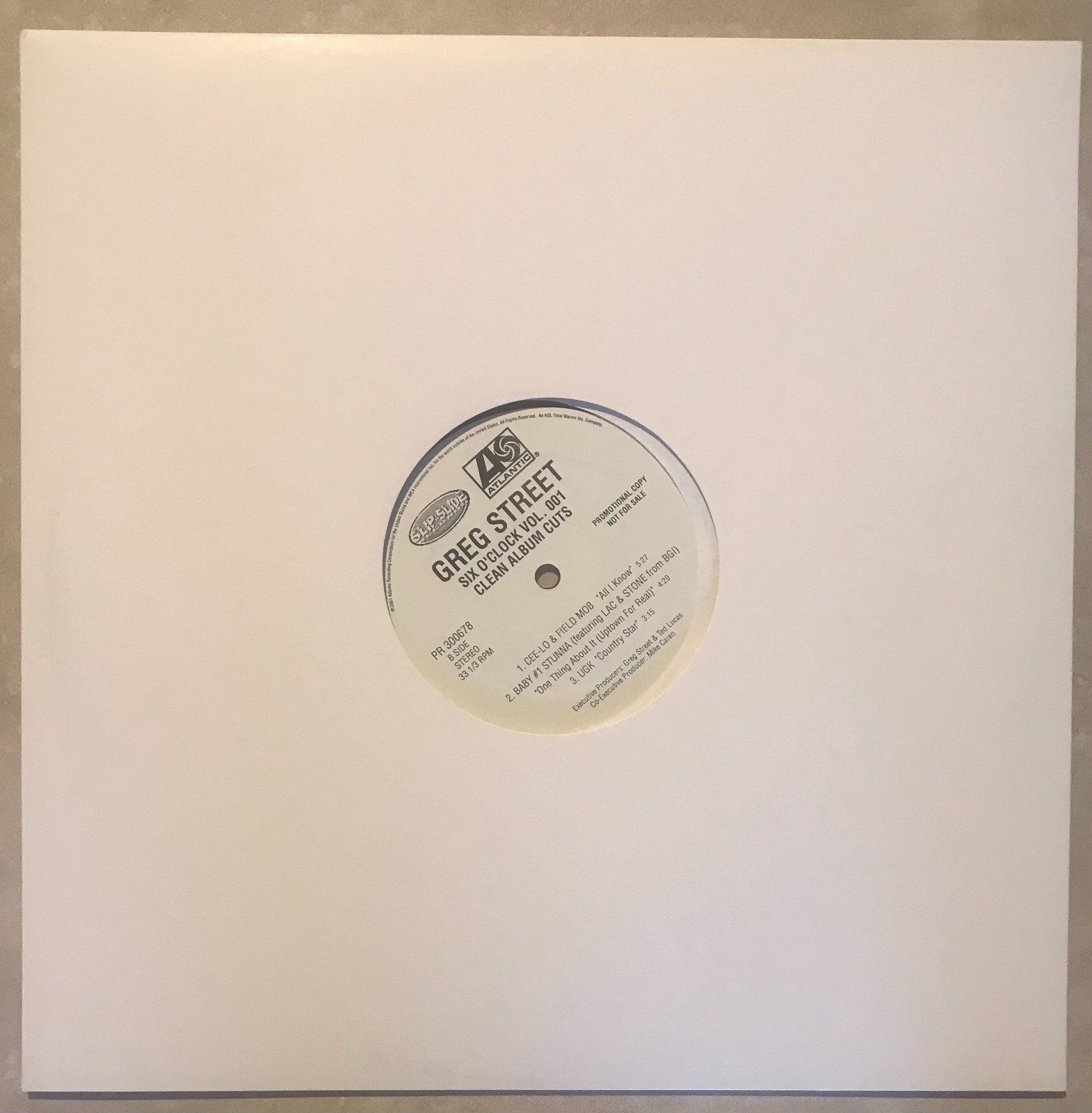 Greg Street Six O’Clock 12″ promo Trick Daddy UGK Birdman Cee-Lo Slip n Slide