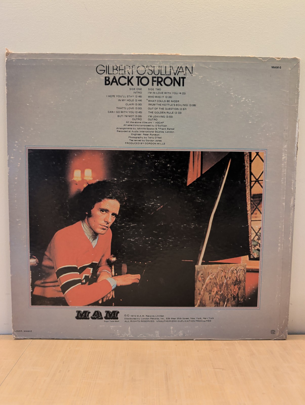 Gilbert O’Sullivan | Back To Front | Vinyl LP 1972 MAM MAM-5 | VG+/VG+