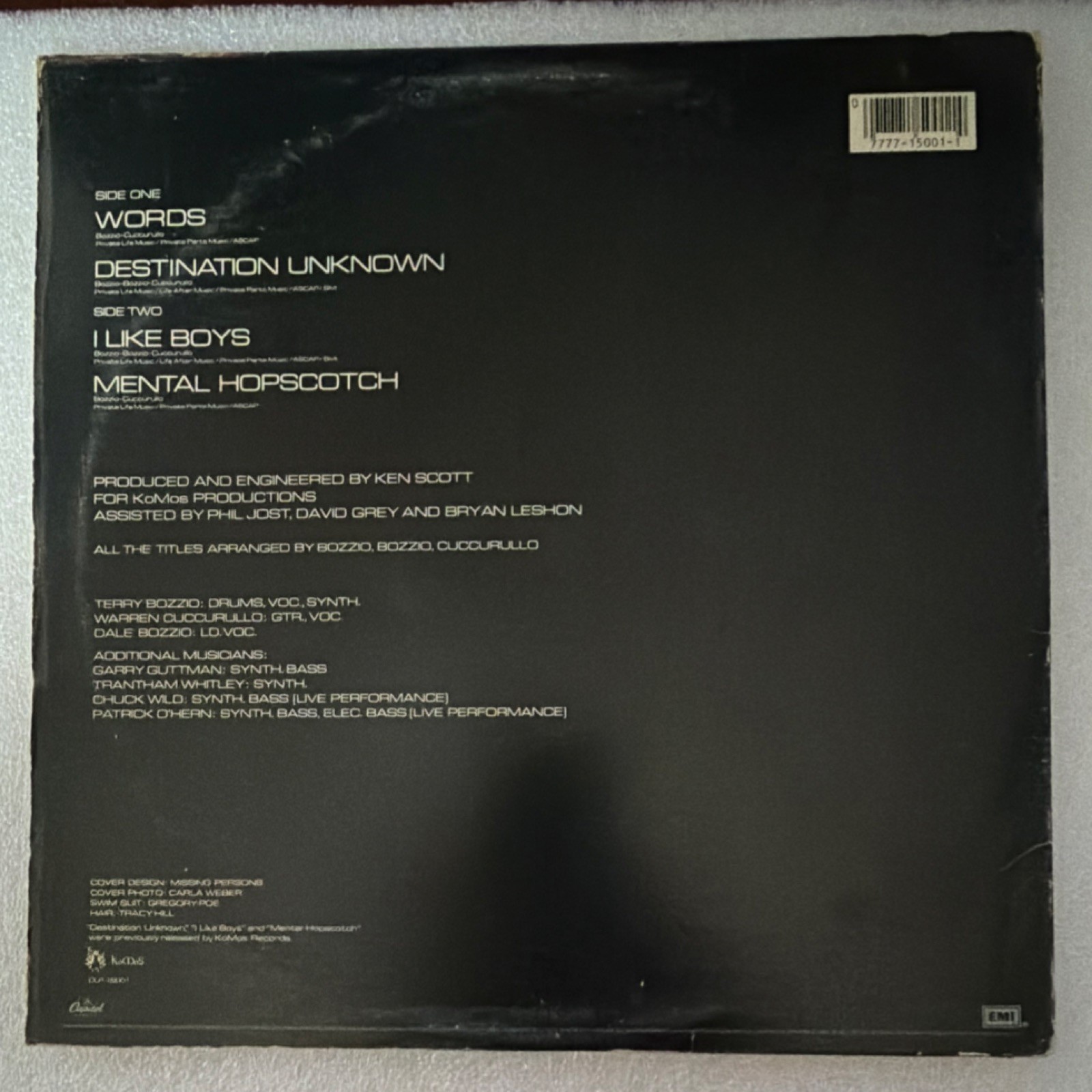 Missing Persons Mini LP/4 Songs Vinyl Capitol Rock Black Mini LP Record
