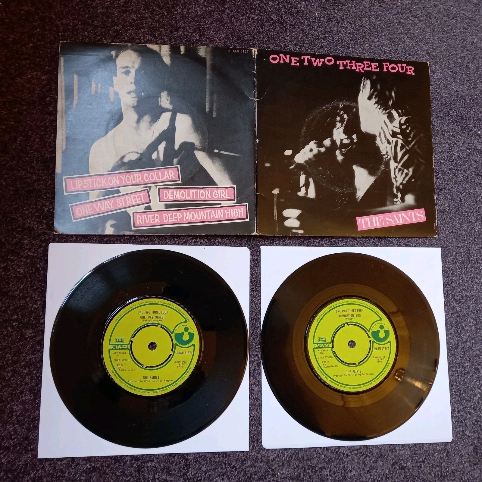 THE SAINTS – ONE TWO THREE FOUR 2×7″/ Gatefold sleeve–UK 1977 ORIG PUNK – EX/VG