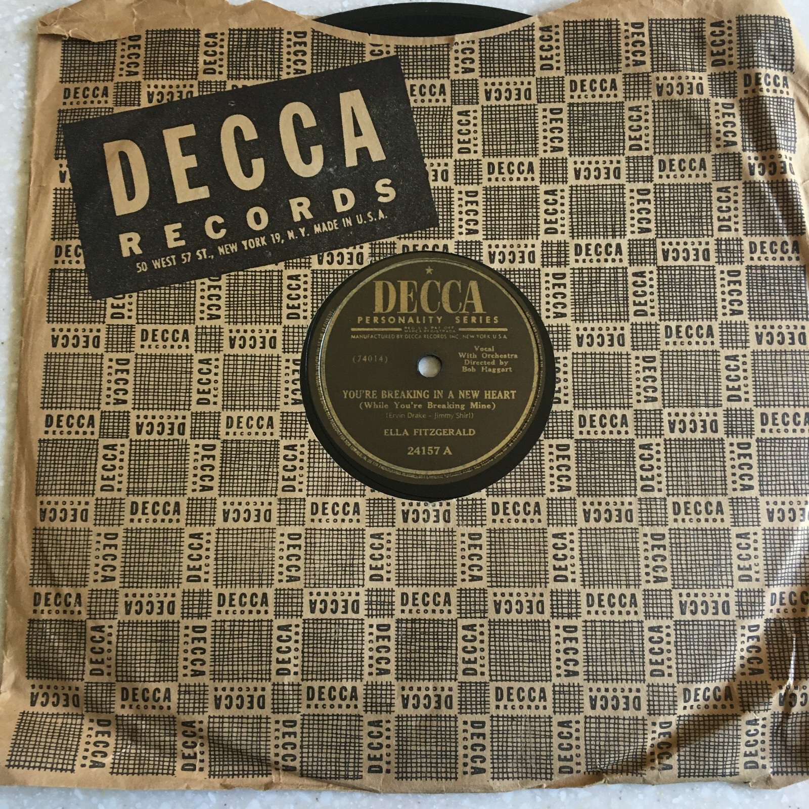 78rpm JUKEBOX Record Ella Fitzgerald Breaking New Heart 40’s Vocal Jazz Pop