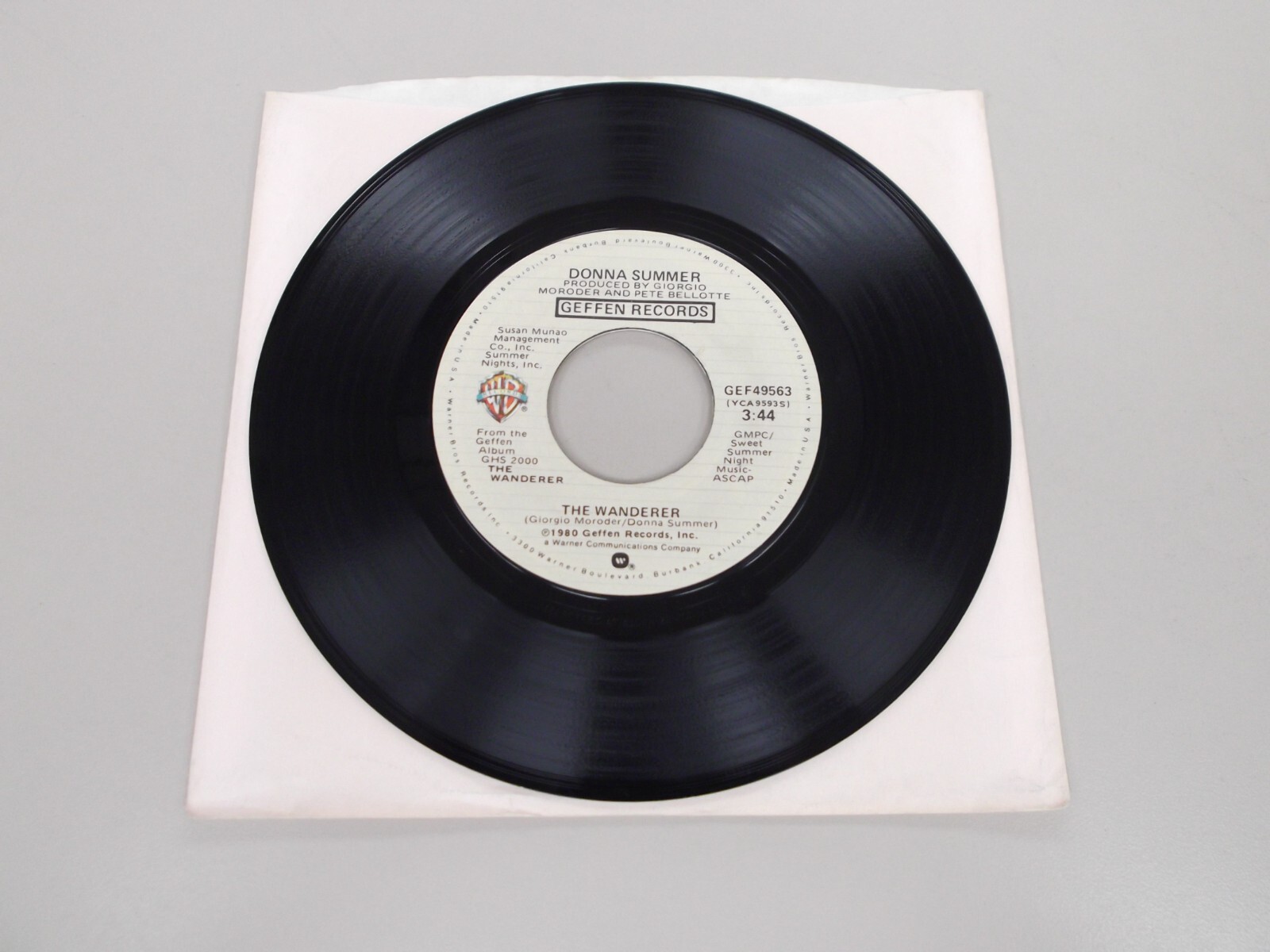 Donna Summer – The Wanderer / Stop Me – Geffen Records GEF49563 – EX