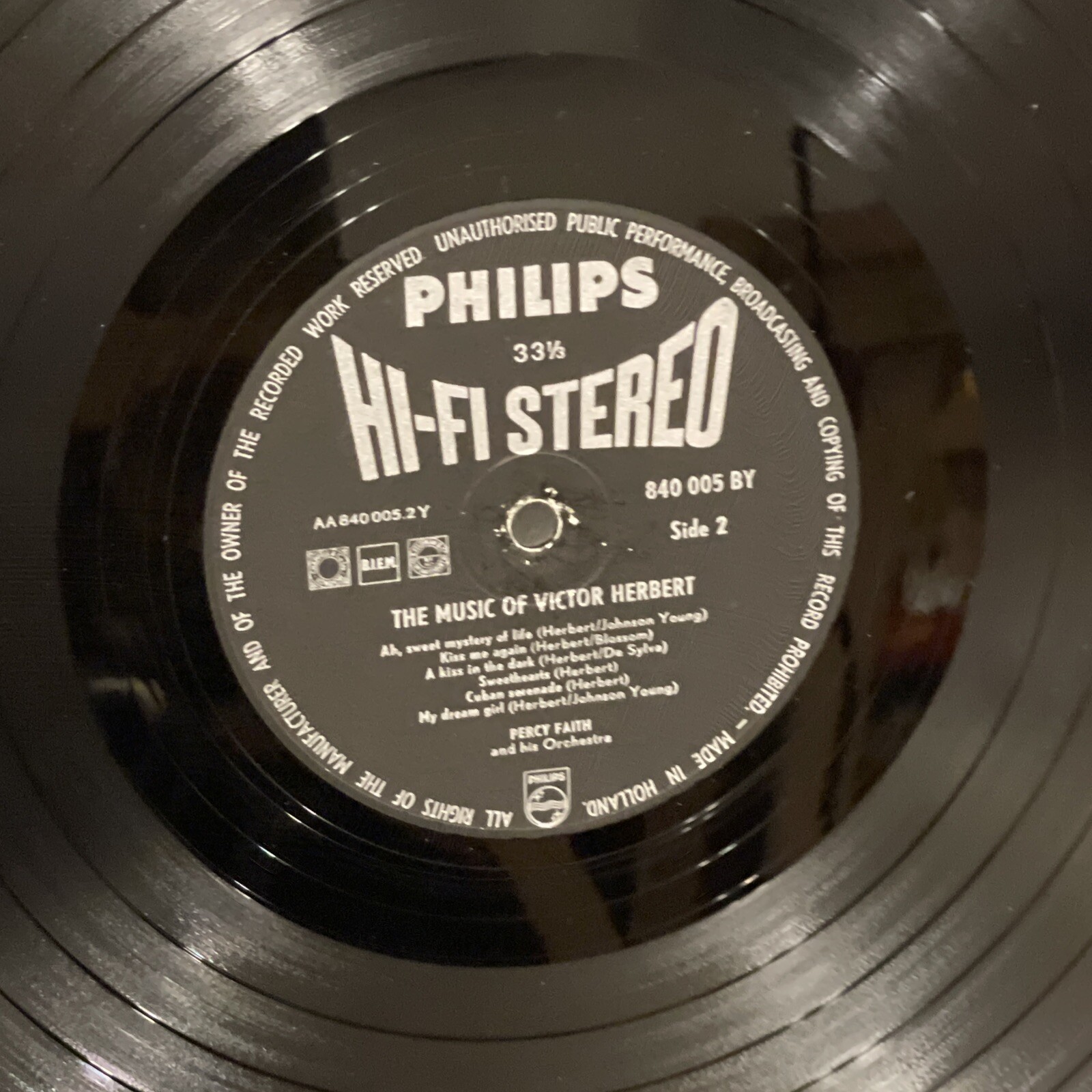 Percy Faith The Music Of Victor Herbert (Vinyl, 1959) Philips 840 005 BY VG+