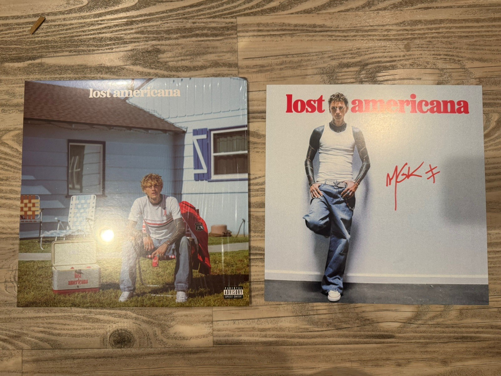 SIGNED Lost Americana Insert Red/White Vinyl – AUTOGRAPHED Machine Gun Kelly MGK
