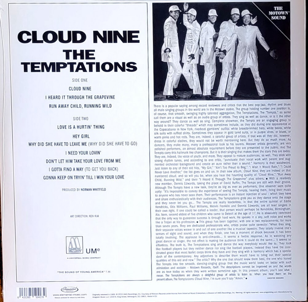 TEMPTATIONS – CLOUD NINE – VINYL LP ” NEW, SEALED “