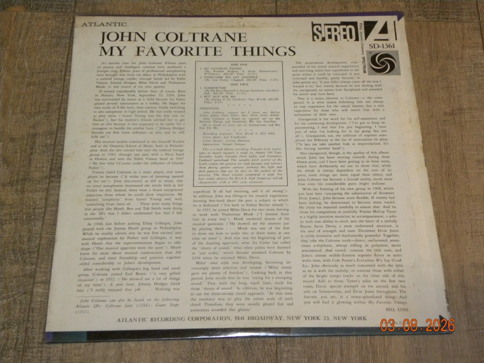 John Coltrane – My Favorite Things LP Atlantic SD-1361 Stereo original SEALED