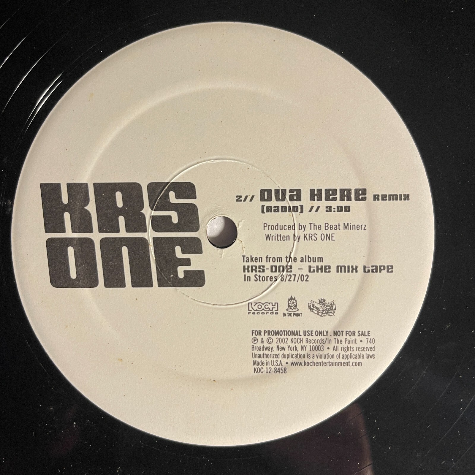 KRS ONE – Problems / Ova Here 12″ Vinyl 2002 Koch Records – KOC-12-8458