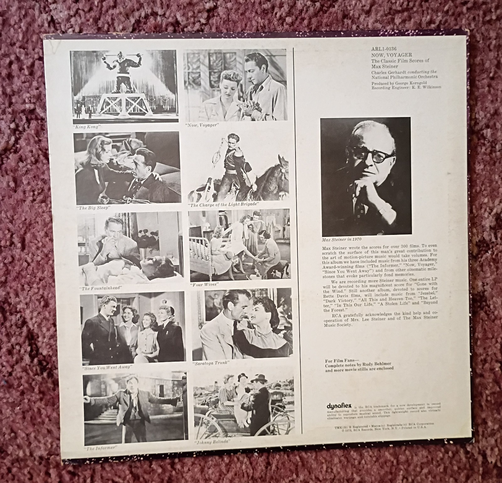 Now Voyager, Classic Film Scores of Max Steiner (Vinyl 1973 12″ Music Album)🔥