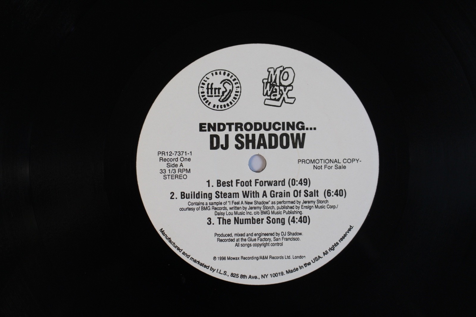 DJ Shadow – Endtroducing….. (1996 OG White Label Promotional, Mo Wax Records)