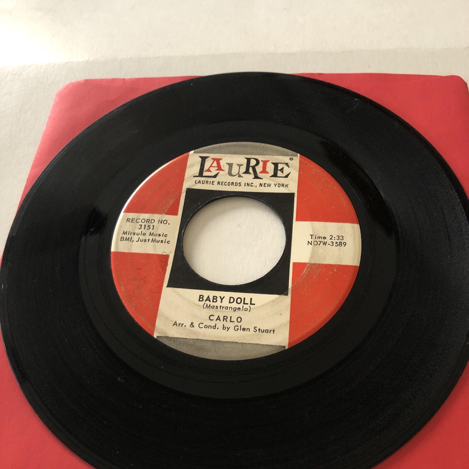 CARLO AND GROUP- “BABY DOLL”/”WRITE ME A LETTER”- LAURIE 3151- DOO WOP