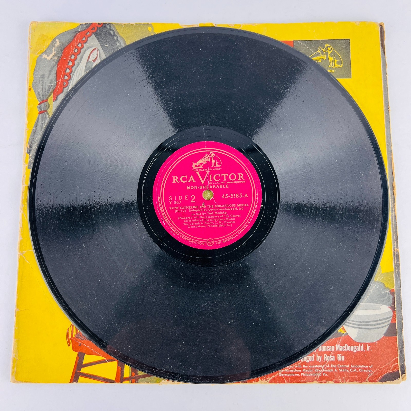 Ted Malone – Saint Catherine And The Miraculous Medal 78RPM Single Record 2x 10″