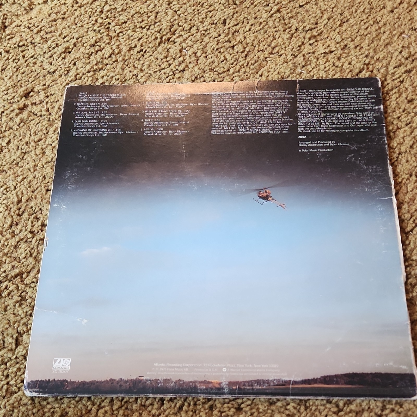 ABBA Arrival Atlantic Records SD 18207 1976 1st Press Vinyl LP Album