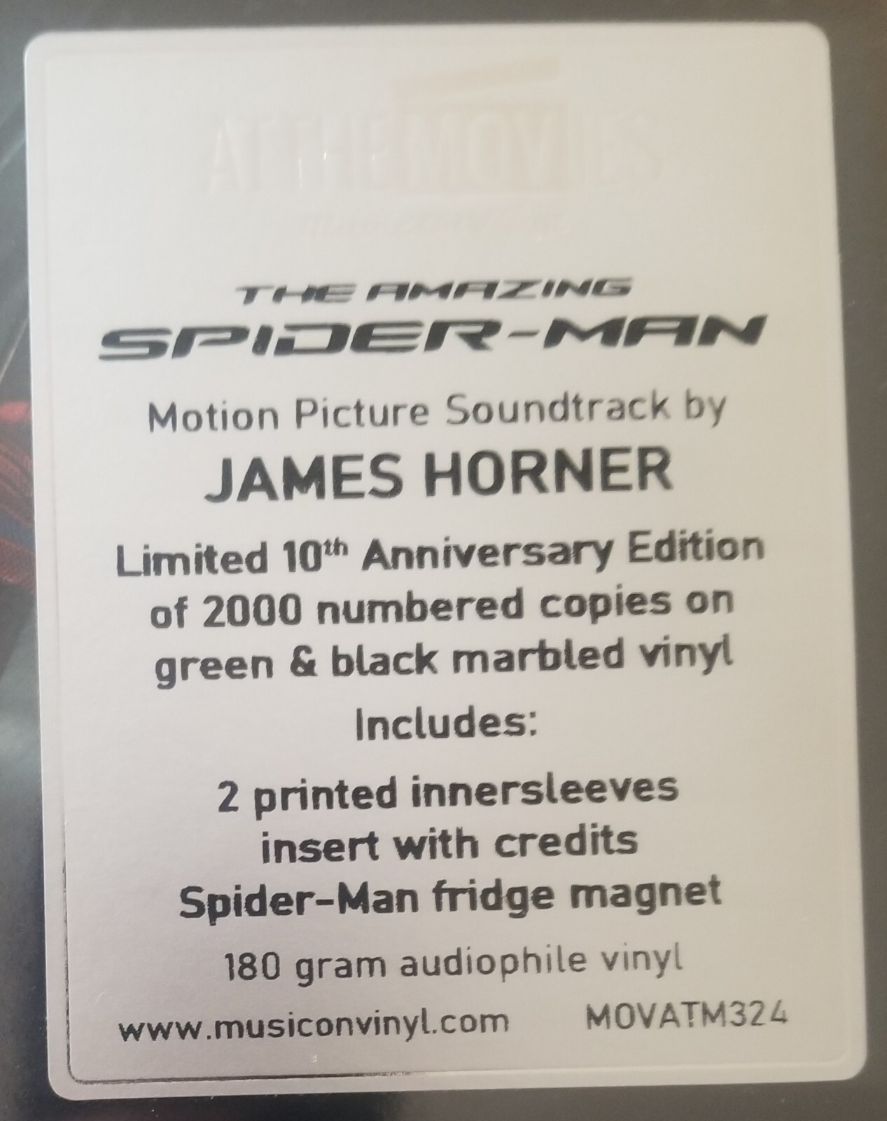 AMAZING SPIDER-MAN (Original Score) EU 2xLP Green & Black Marbled.#797/2000 Sony
