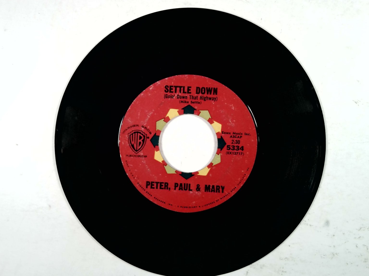 Peter, Paul & Mary – Settle Down / 500 Miles 7″ Single 1963 Warner Bros Folk 45