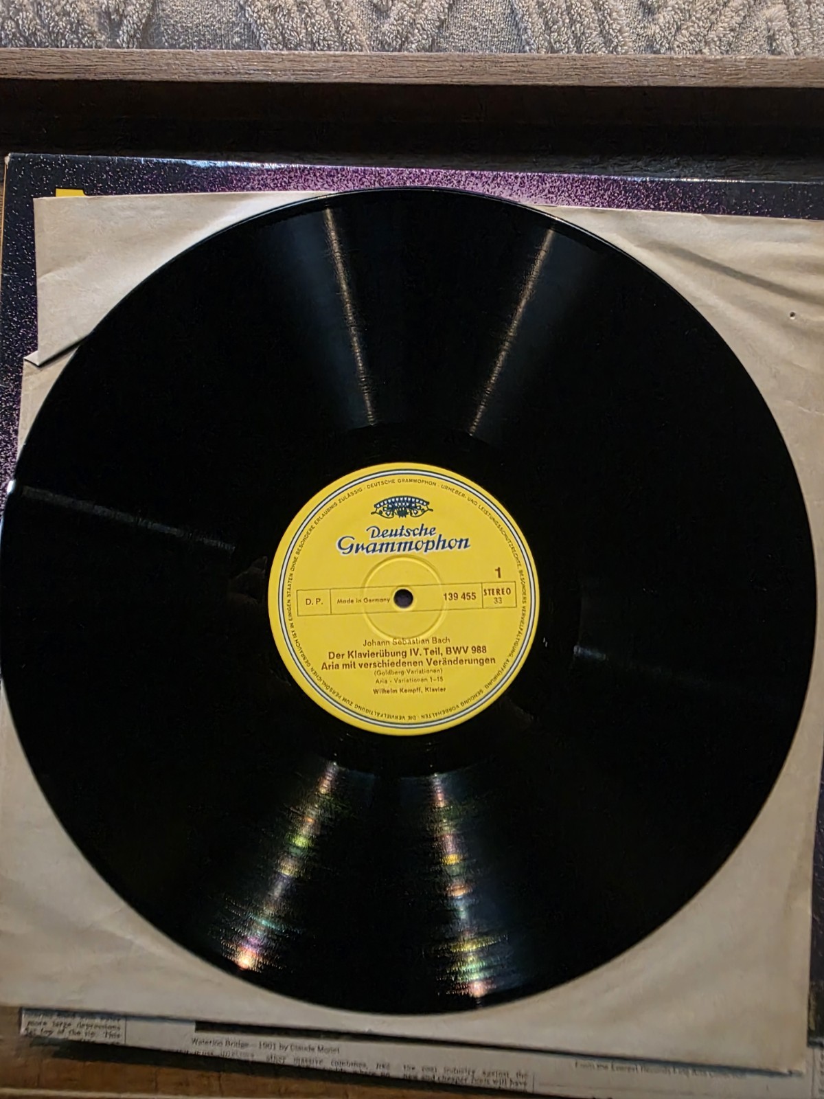 Deutsche Grammophon Bach Goldberg-Variationen BWV 988 Kempff Piano LP Stereo