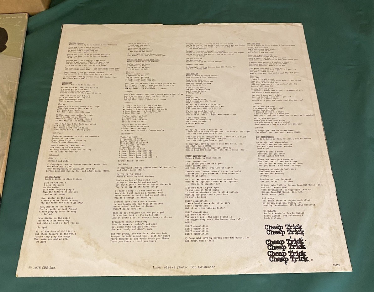 Cheap Trick – Heaven Tonight – Original 1978 US First Pressing JE 35312