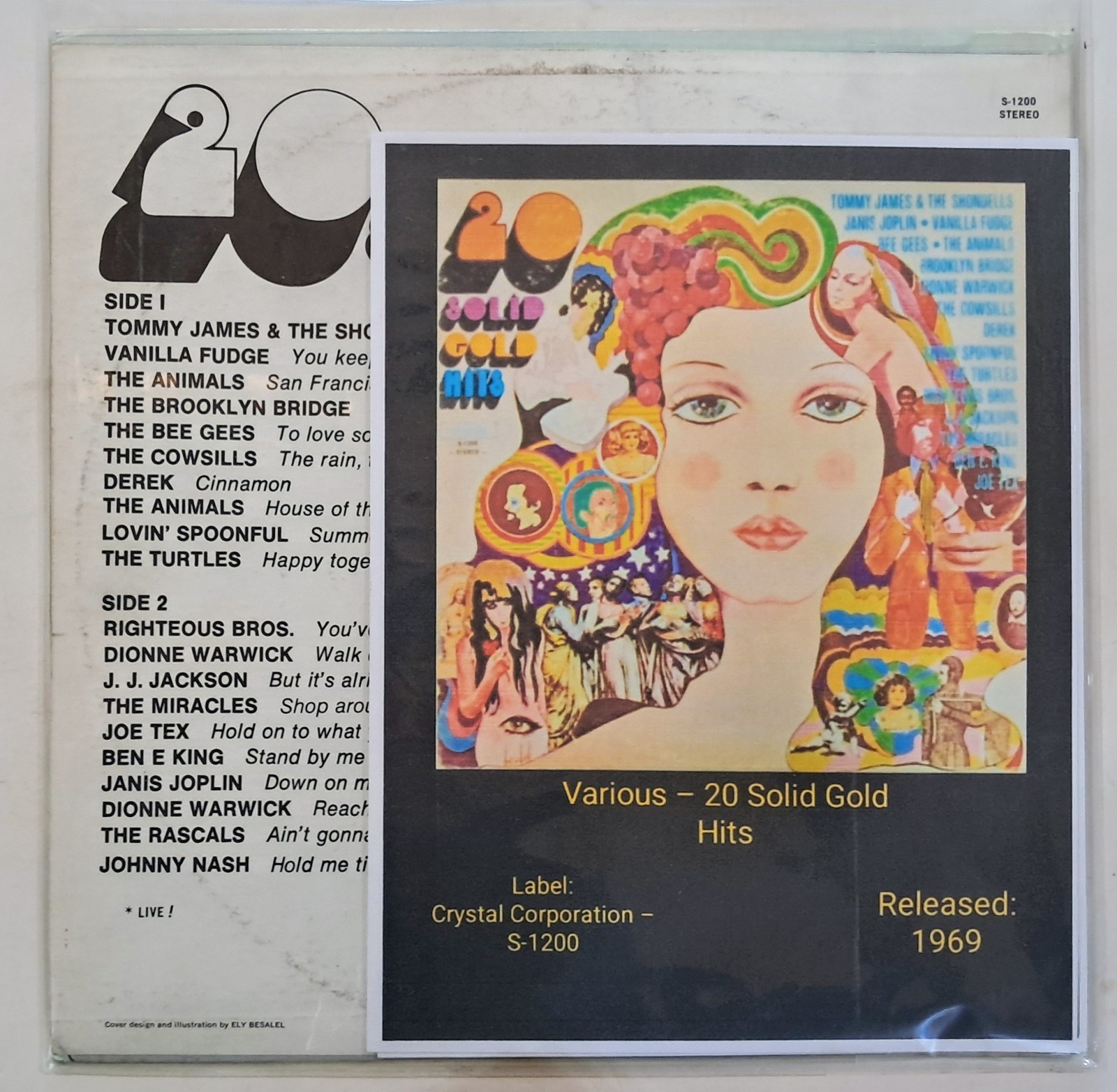 “20 Solid Gold Hits” (1969), Crystal Corporation, LP, W/EXTRAS & Free Shipping