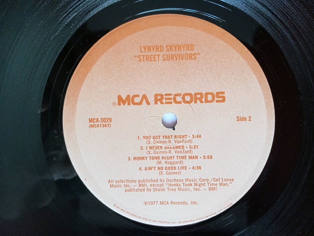 Lynyrd Skynyrd – Street Survivors Vinyl LP 1977 McA-3029 Flames Cover /1 Insert