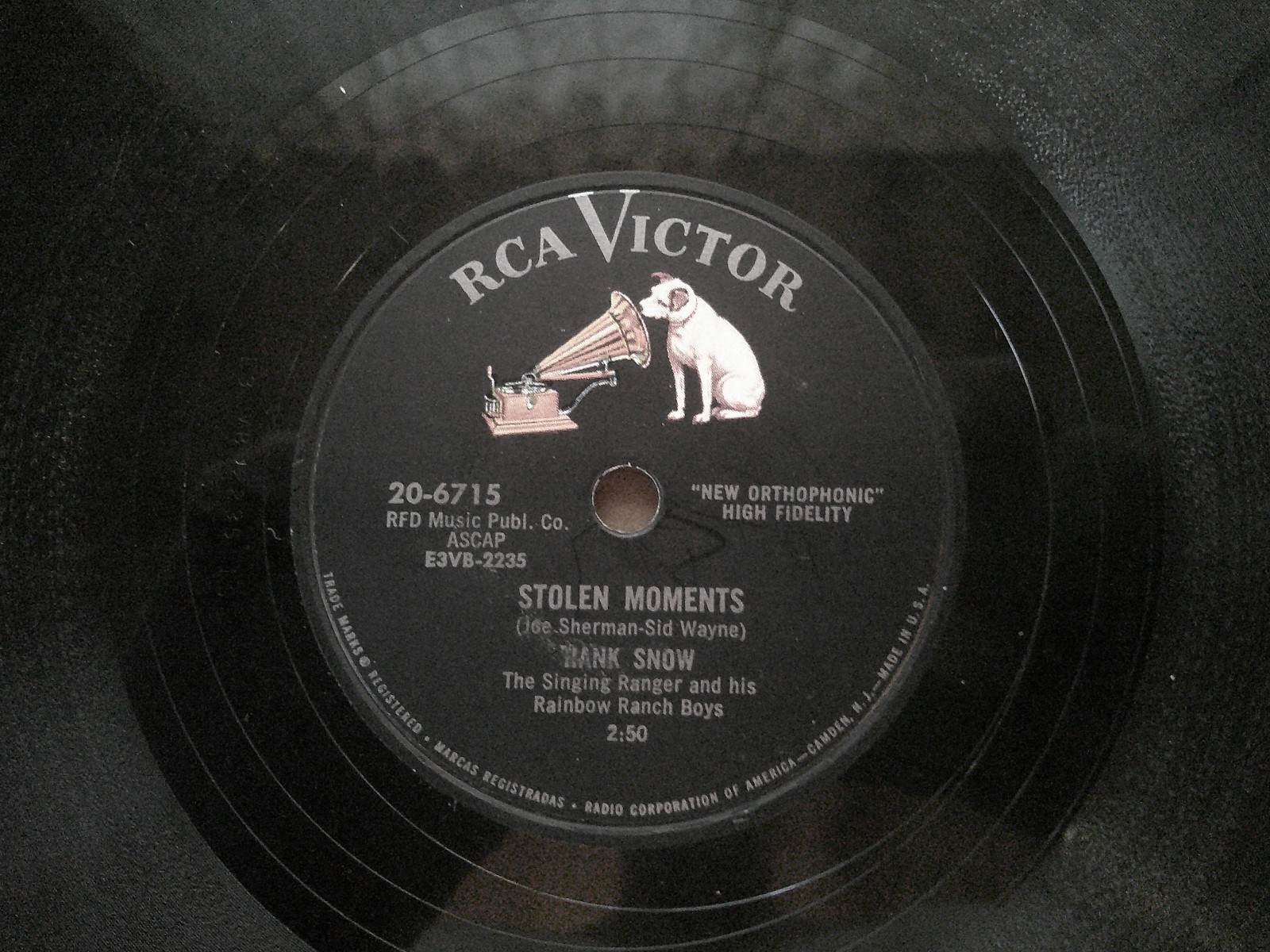 RCA VICTOR 78 RECORD/hank snow/STOLEN MEMORIES/TWO WON’T CARE/ EX HILLBILLY