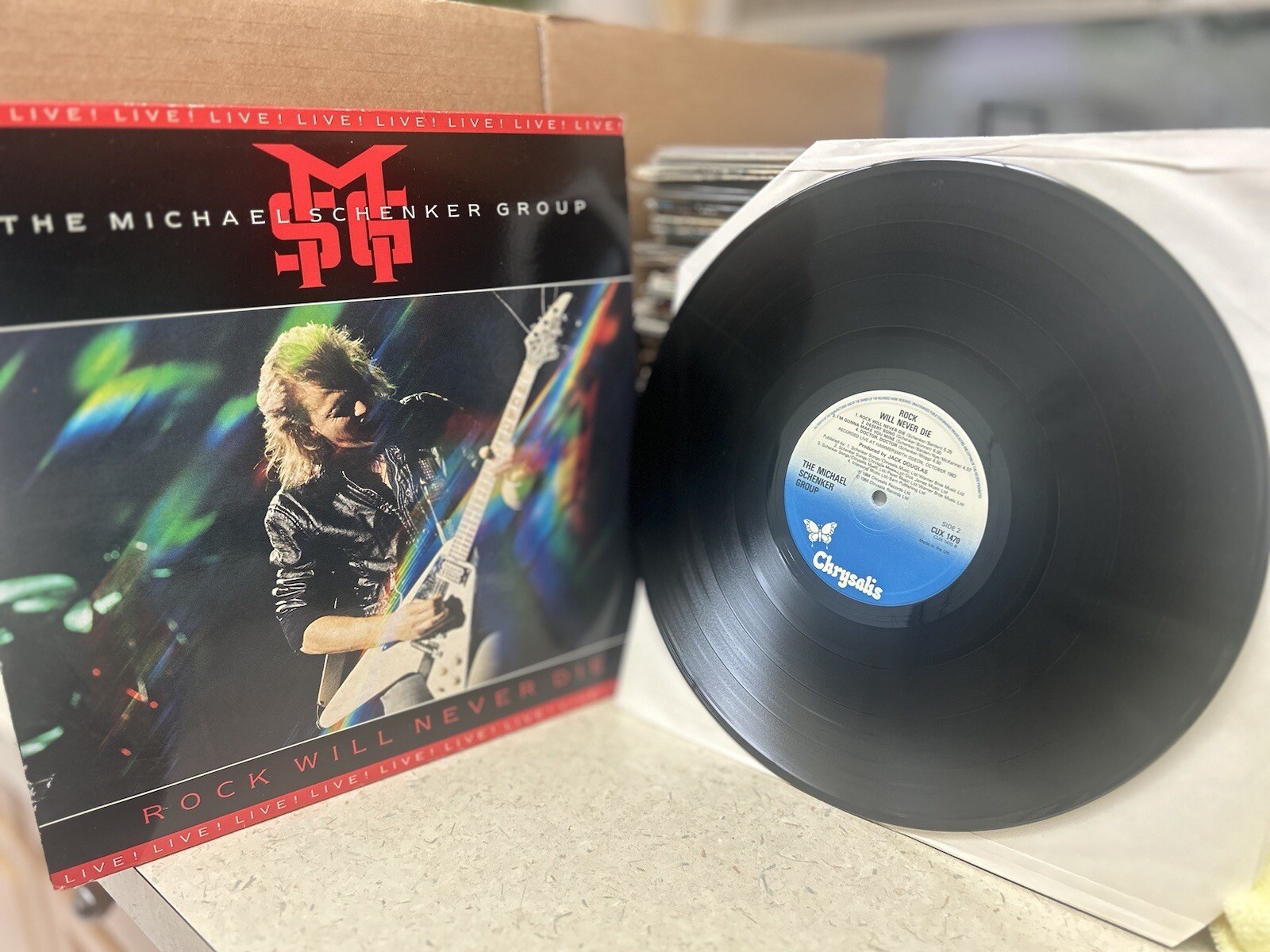 RARE Lp England Issue The Michael Schenker Group MSG Rock will never die LIVE LN