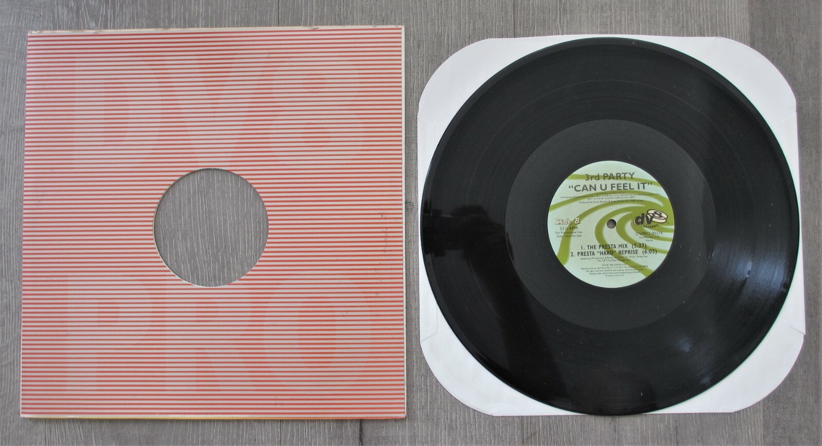 3rd Party Can U Feel It (1996) 12 Inch EP Vinyl Record DV8 DVPRO 00374 Stereo