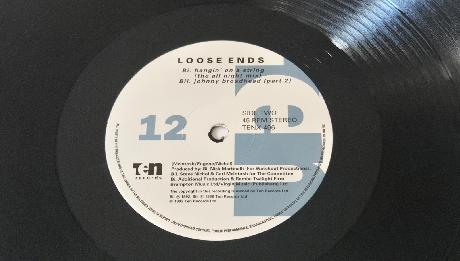 LOOSE ENDS Hangin On A String 12″ Single Vinyl Frankie Knuckles Remix