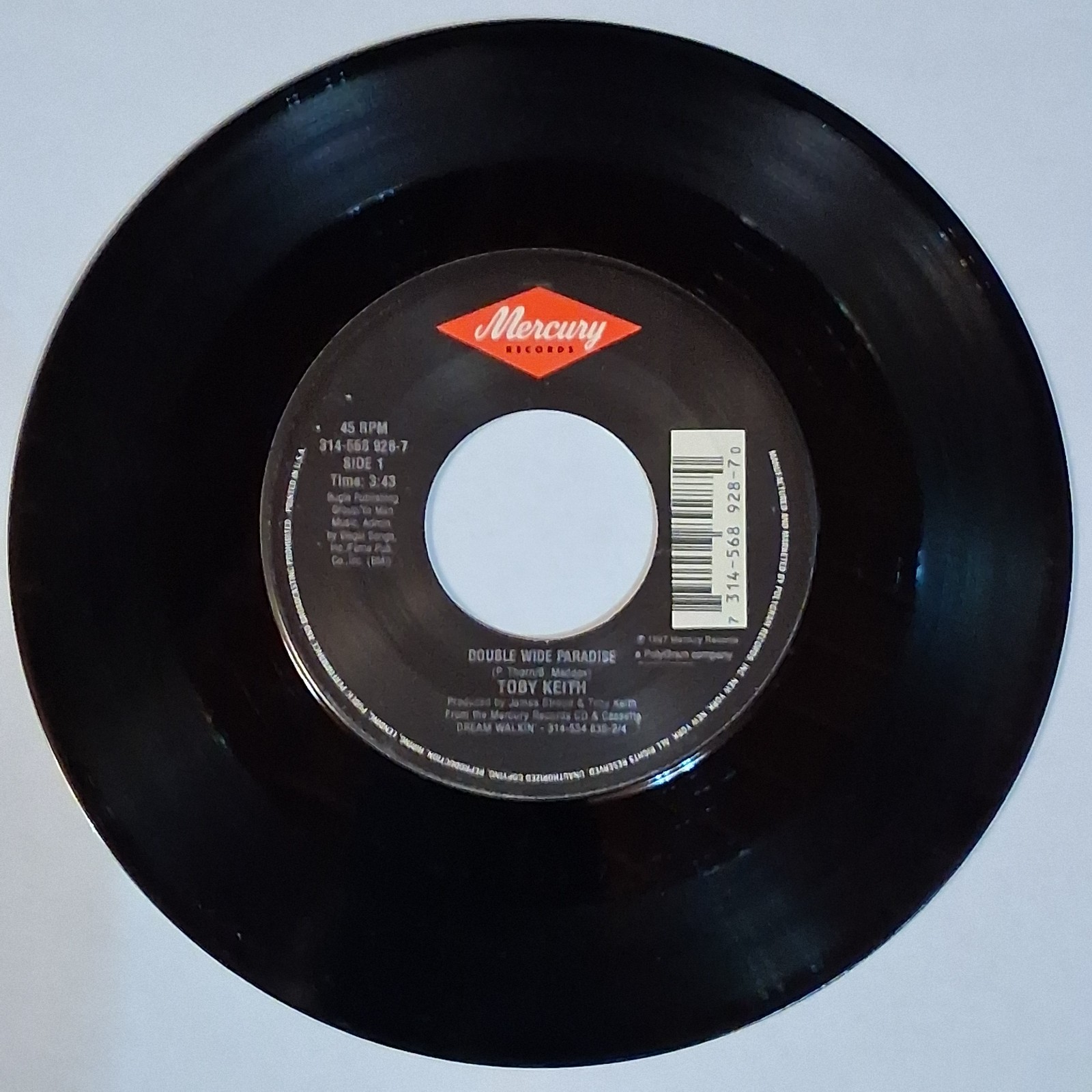 Toby Keith 7″ Vinyl Double Wide Paradise / Tired 45 rpm