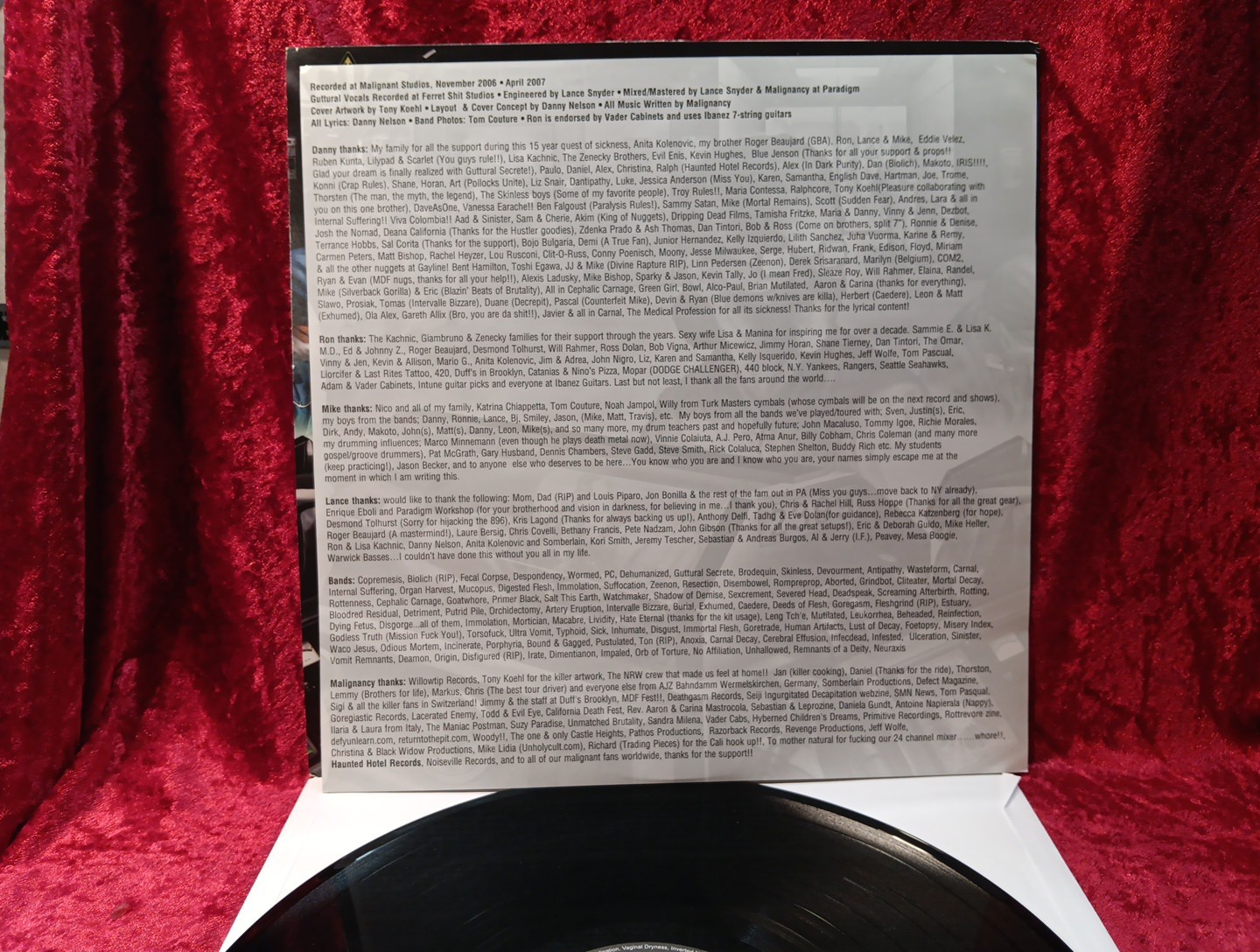MALIGNANCY – INHUMAN GROTESQUERIES LP – Mortician Nile Disgorge Deaden Lividity