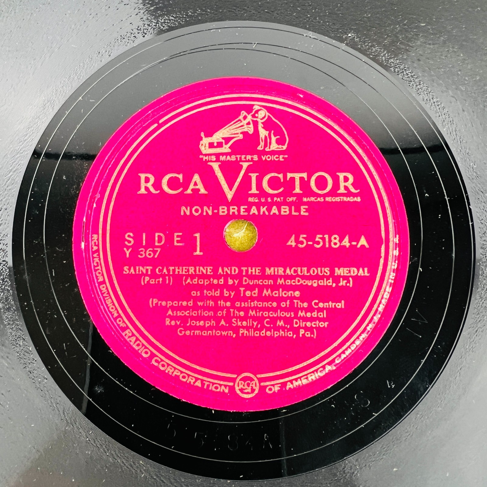 Ted Malone – Saint Catherine And The Miraculous Medal 78RPM Single Record 2x 10″
