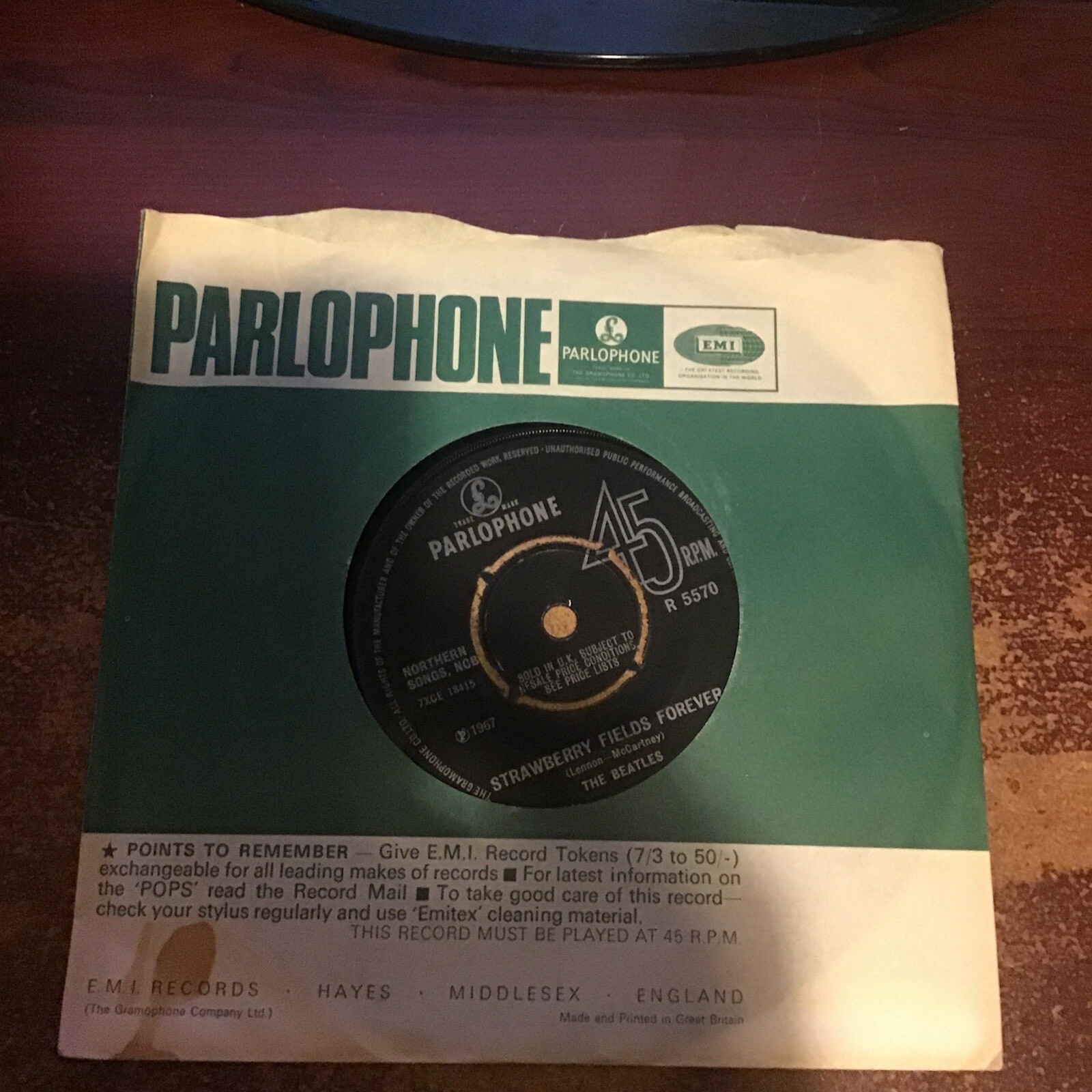 PARLAPHONE PENNY LANE 7″ VINYL BEATLES BIRTHDAY CHRISTMAS CHARITY RARE R5570
