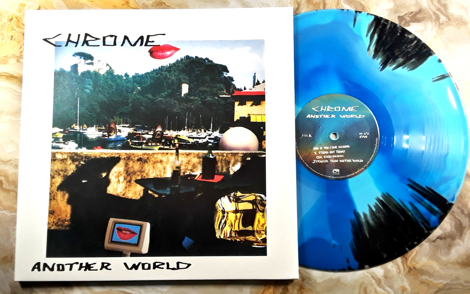 CHROME ANOTHER WORLD BLUE/BLACK SPLATTER VINYL GATEFOLD 2022 EX/NM-