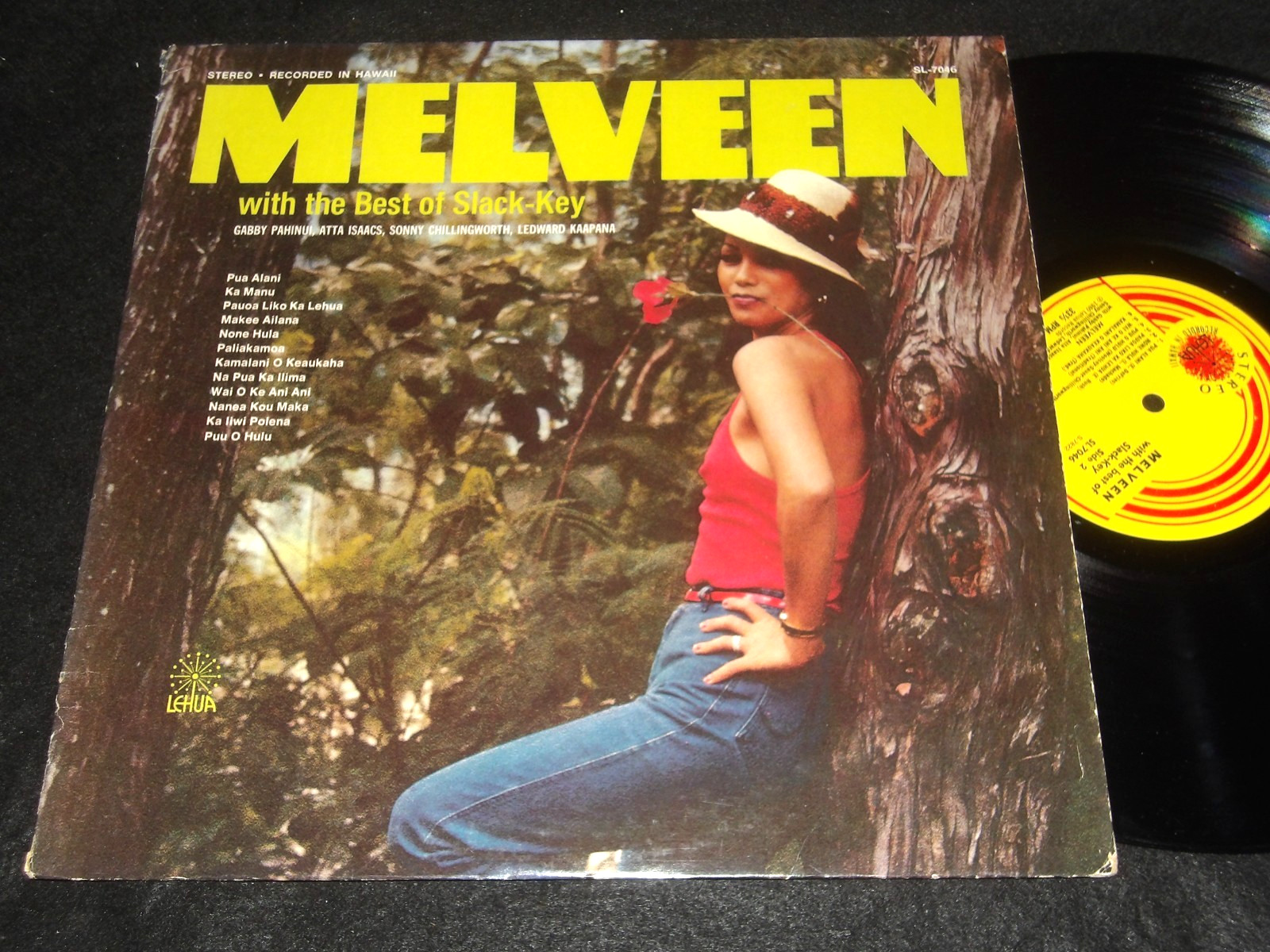 MELVEEN LEED Hawaiiana Singer LP Rarity With The Best Of Slack Key GABBY PAHINUI