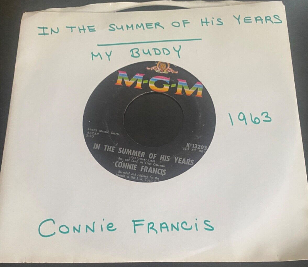 Connie Francis-In The Summer Of His Years /My Buddy” 7″ 45 rpm Vinyl K13203-VG+