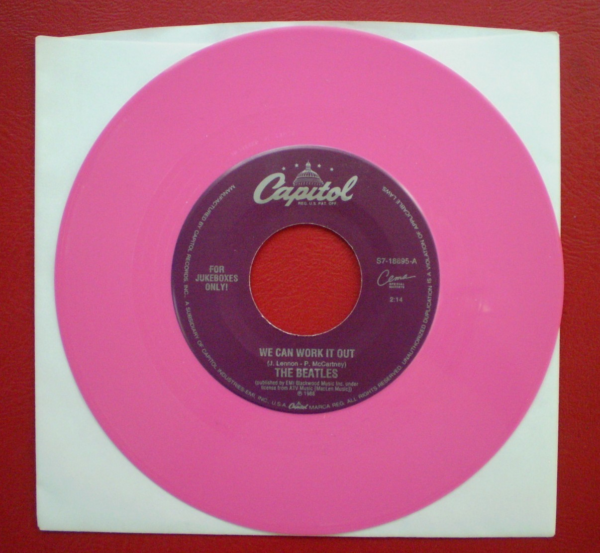The Beatles DAY TRIPPER NM/NM HOT PINK VINYL JUKE BOX ONLY 45 FAB 4