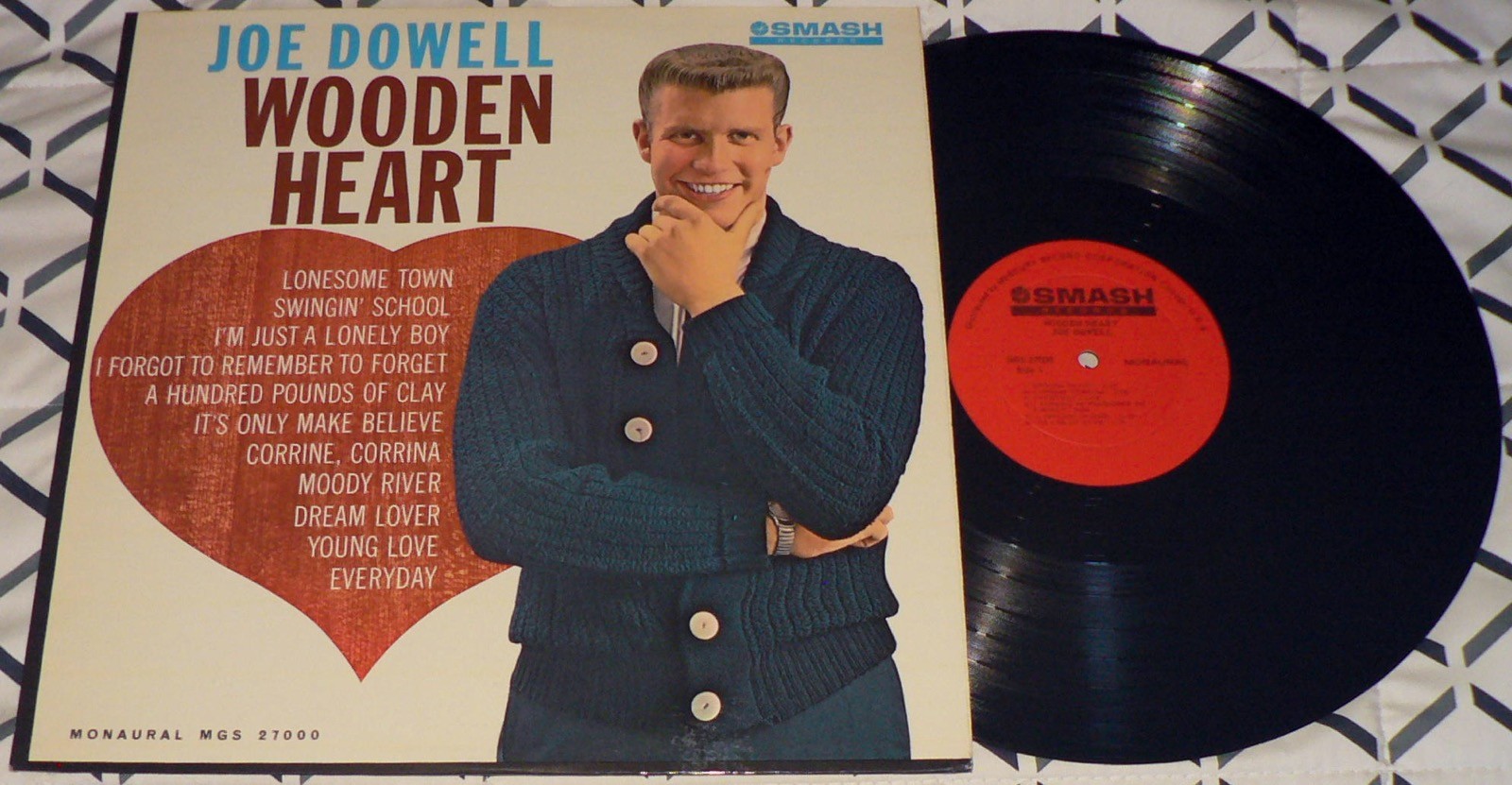 JOE DOWELL Wooden Heart 1961 Smash MGS-27000 1st Teen Pop Rock ’N Roll Vinyl LP